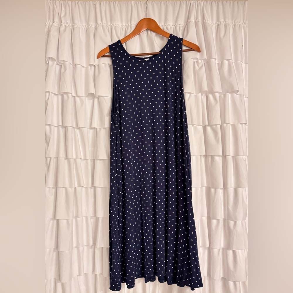 Old Navy, XL Tall, Navy & White Polka Dot Swing Dress